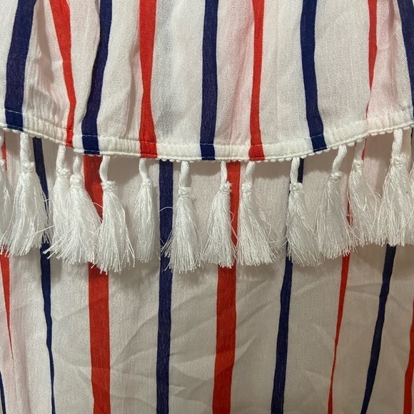 Kori America women's L patriotic off the shoulder fringe top EUC - Picture 2 of 6